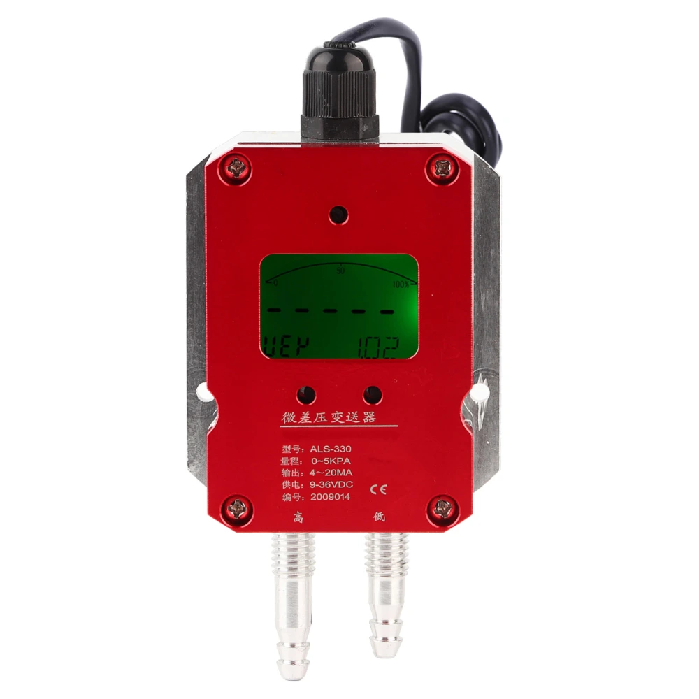 LCD Intelligent Digital Air Transmitter Air Pressure Sensor DC 24V 4-20mA for Ward Ventilation0-5kPa