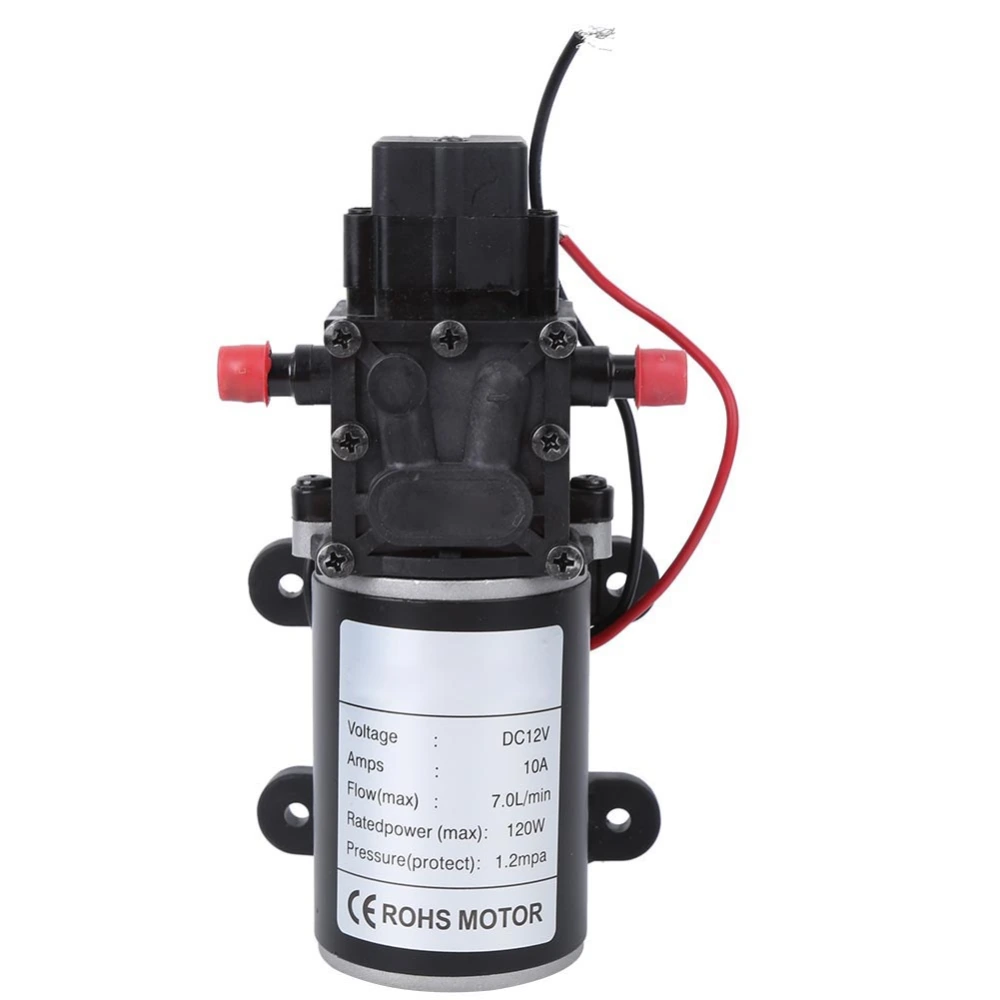 Intelligent Diaphragm Pump High Pressure DC12V 120W 7L/min 10mm Right Water Outlet 12V Motor