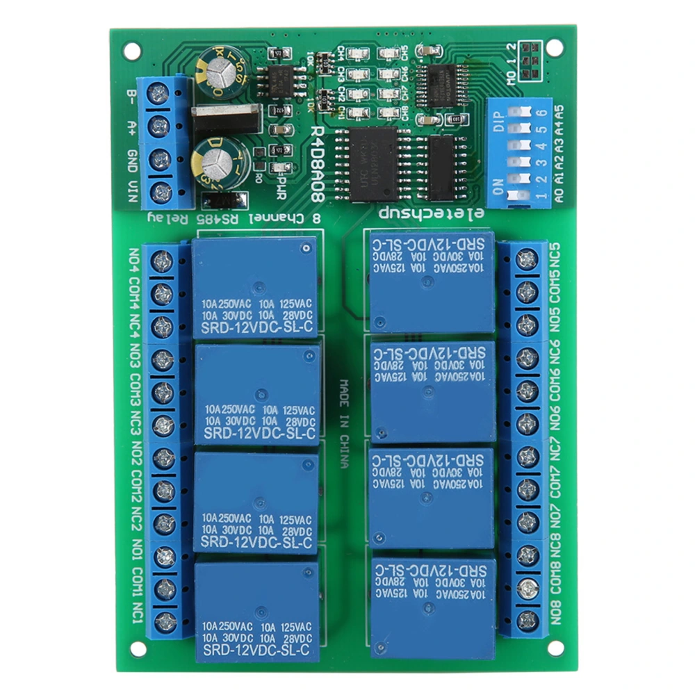 12V 8‑Channel RS485 Relay PLC Expansion Board for RTU Protocol Remote Control