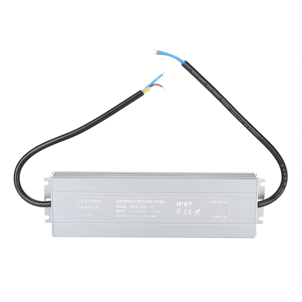 HRUW-100W-12V Ultra Thin Power Supply IP67 Waterproof LED Driver Transformer 100-240VAC