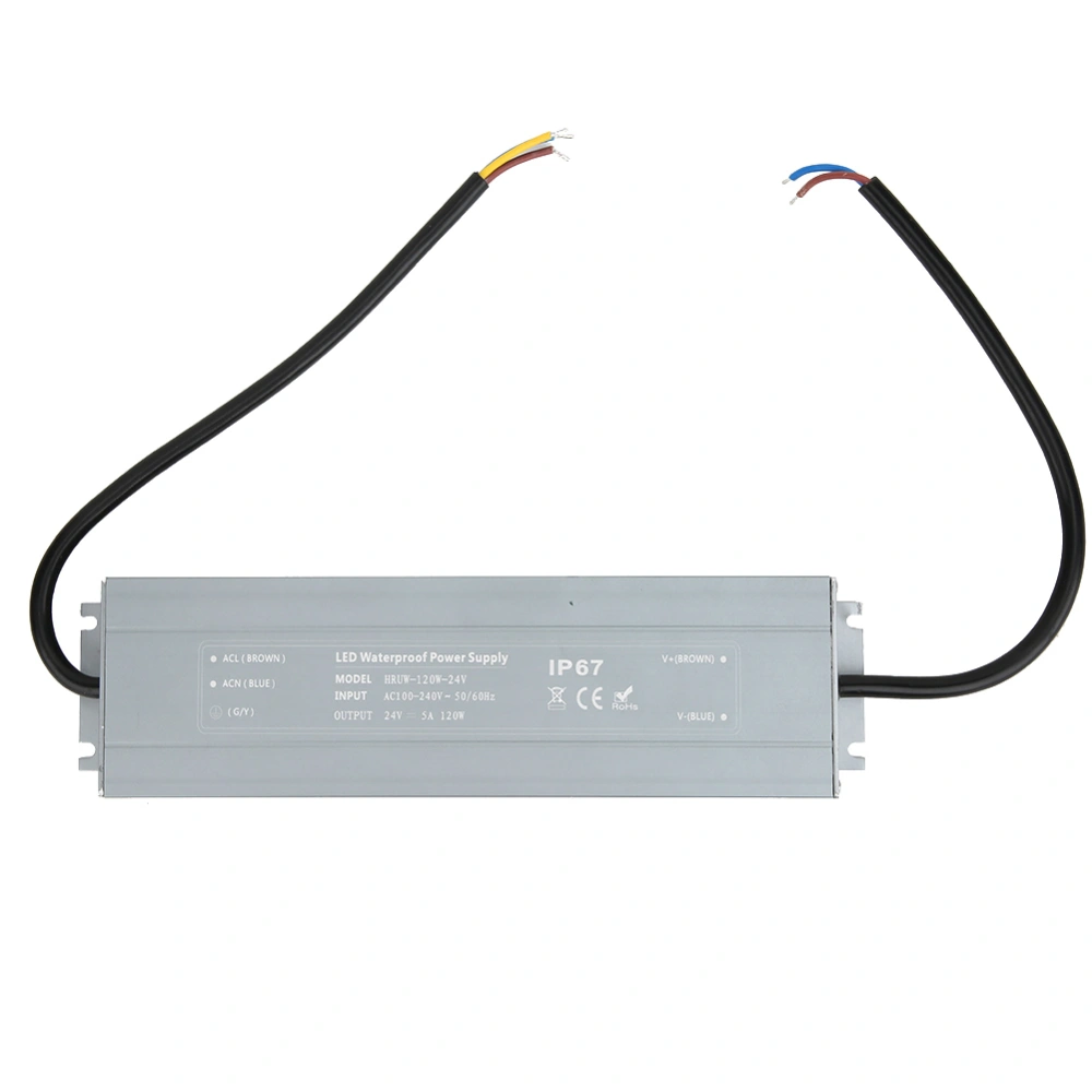 HRUW-120W-24V Power Supply IP67 Waterproof Adapter LED Driver Transformer 100-240VAC