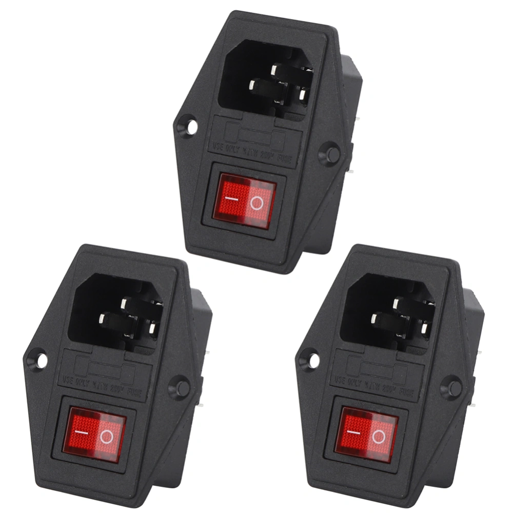 3Pcs AC Power Socket Switch 4 Pin with Light Built In Fuse 3D Printer Accessories