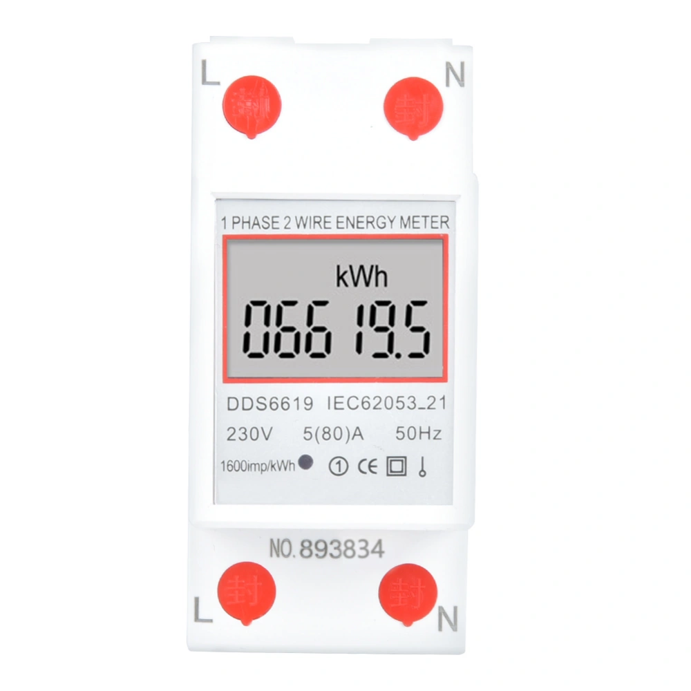 DDS6619-005 Intelligent Single Phase Electric Energy Meter 2p Din Rail Power Meter