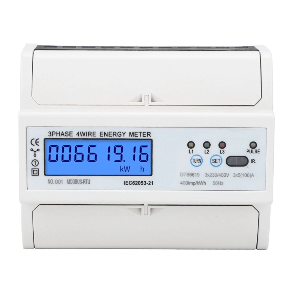 DTS6619-016 3-Phase Energy Meter 380V 7P LCD Digital Display Power Meter with Backlight