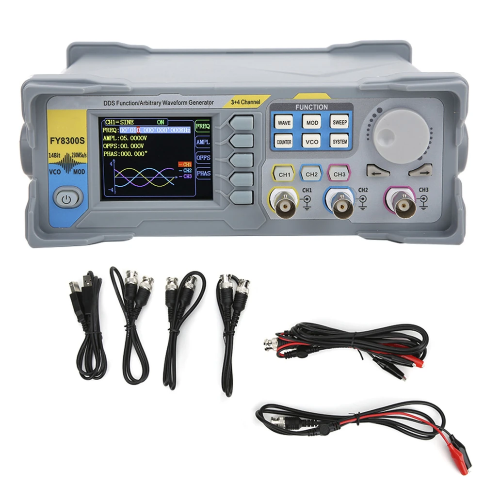 3-Channel Function Signal Generator Arbitrary Waveform Signal Generator 4 TTL Level OutputFY8300S-60M UK Plug 100-240V