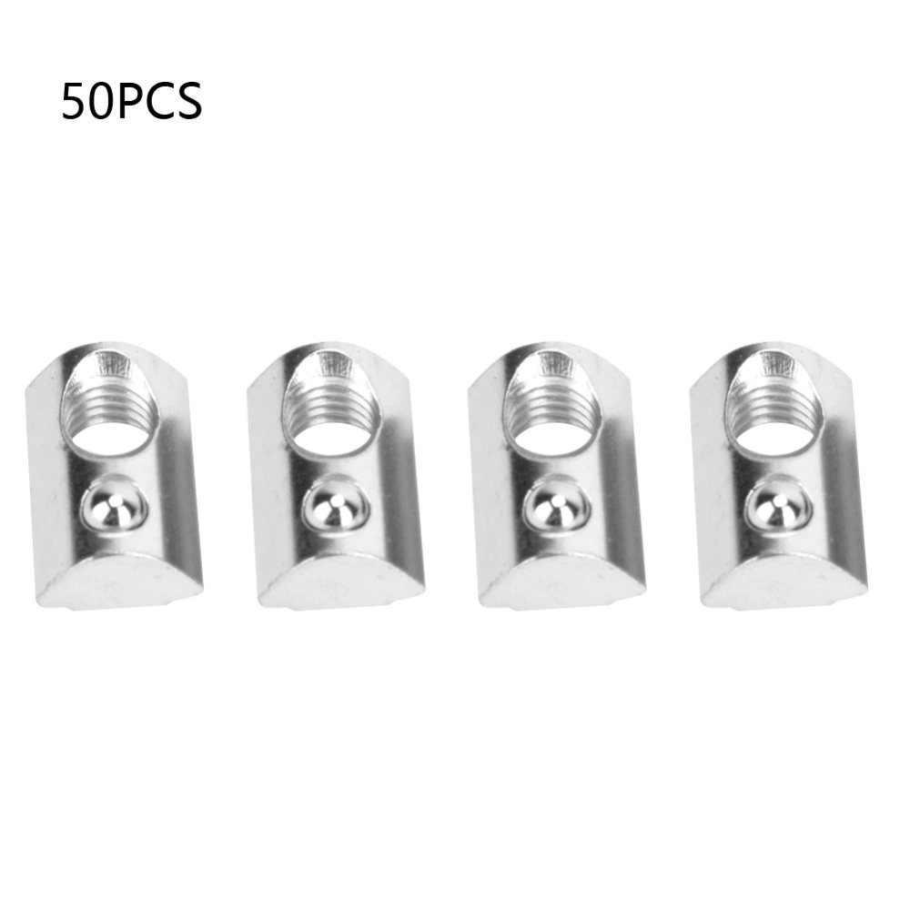 50pcs European Standard Elastic Nut Aluminum Profiles T slot Spring Nuts Fasteners(M8 )