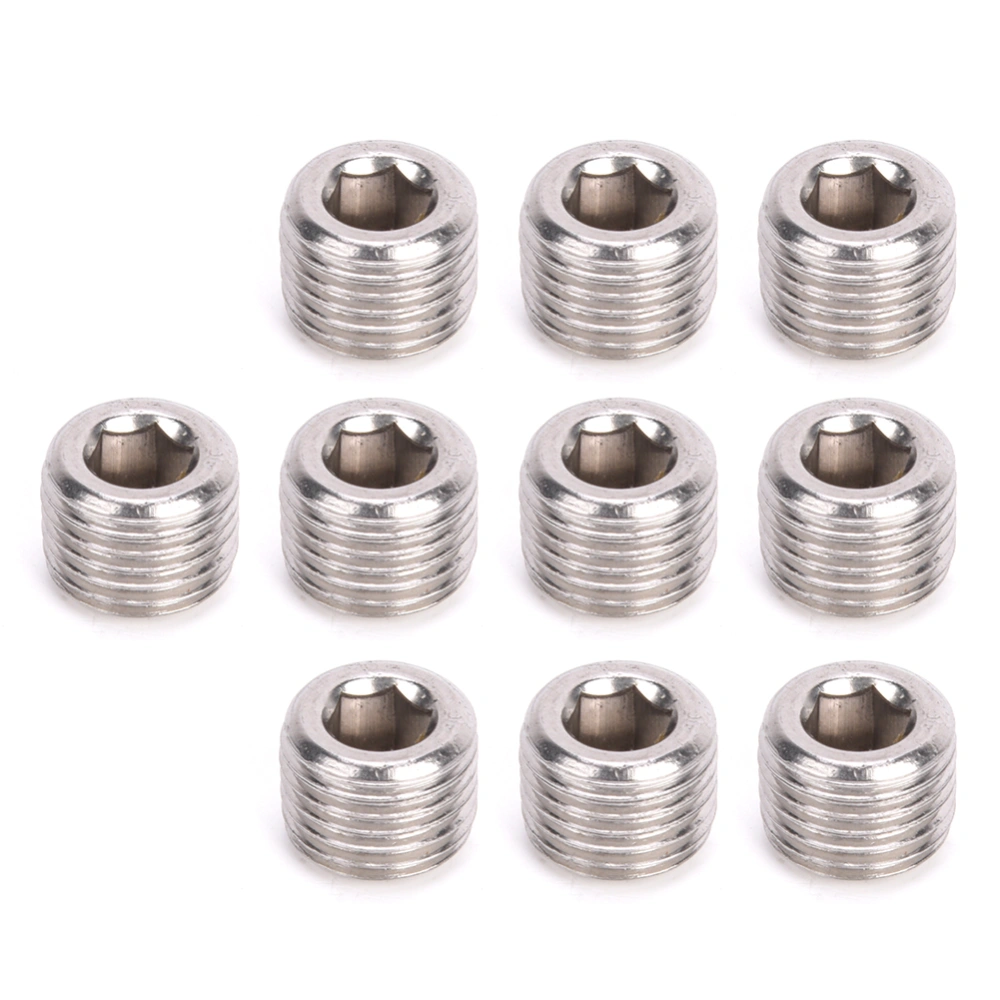 10pcs 304 Stainless Steel Pipe Fitting Plug Head Male Thread BSPP Hex Plug Head1/2in