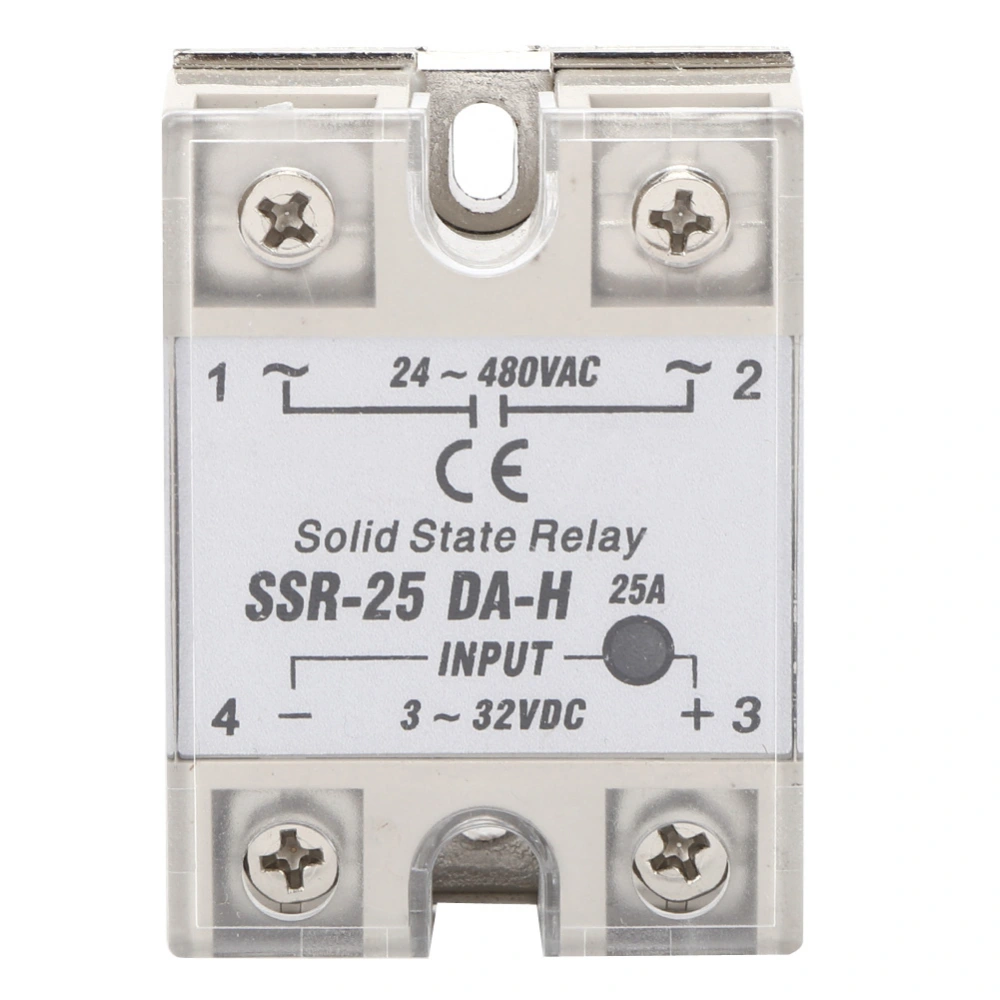 Solid State Relay Non Contact Switch DC AC SSR with Aluminum Heat Sink Plate SSR-25A DA H