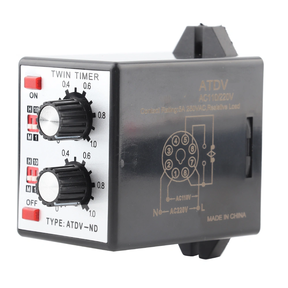 Knob Control Time Switch Relay Multi-Section On Off Twin Timer Relay ATDV ND AC110v