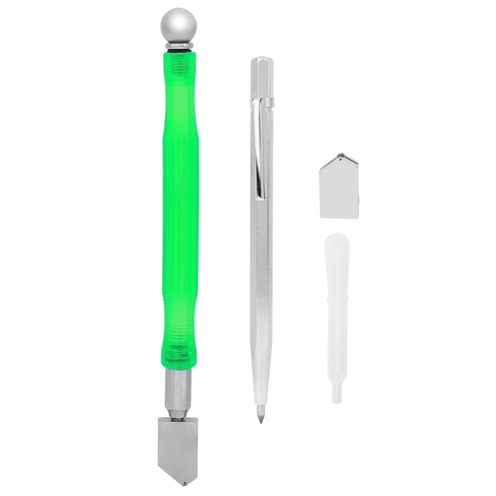 Oil Glass Cutter Tungsten Steel 45 Steel Non-Slip Handle Cutting Tool for Diamond Mineral(Green )