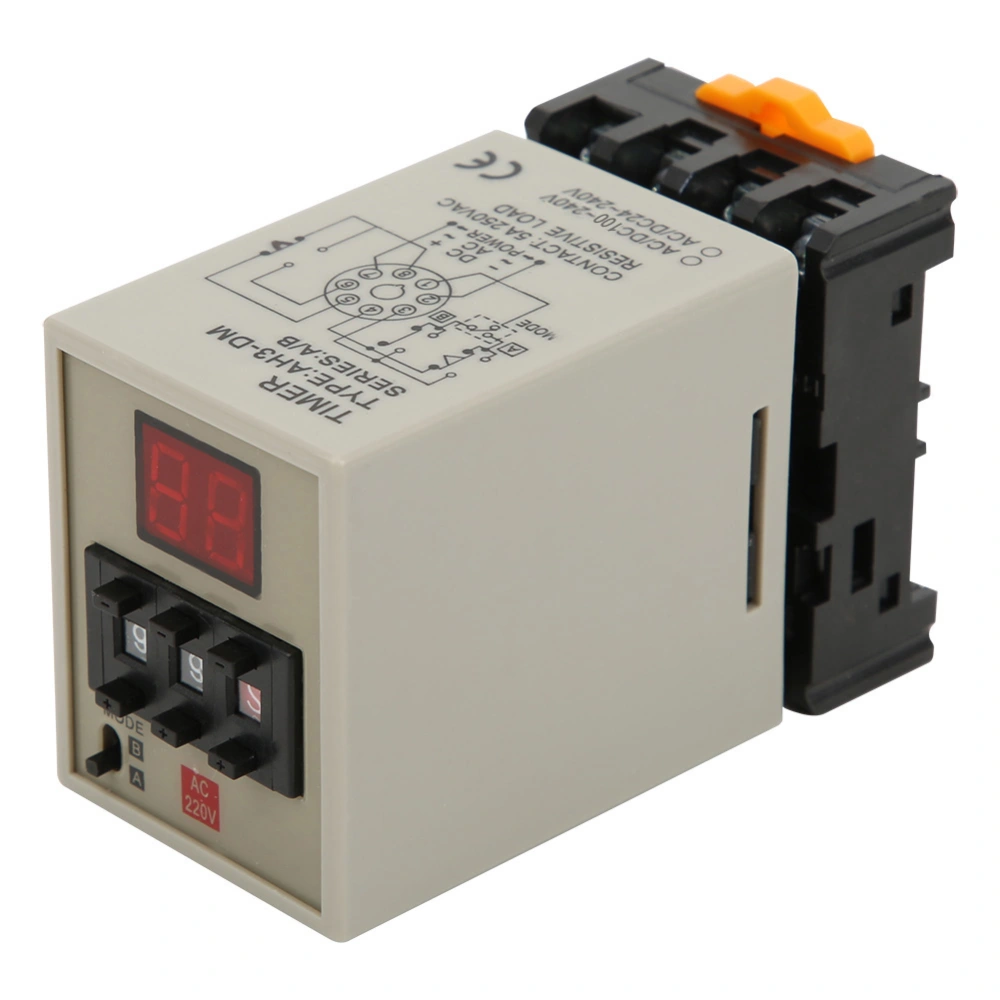 Delay Timer Relay Digital Display A/B Dual Mode with Base High Accuracy AC220V AH3-DM