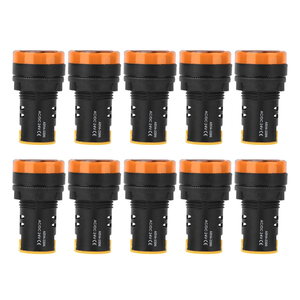 10Pcs BERM LED Power Indicator Light Semiconductor Energy-Saving Lamp φ22mm 24V AD16-22d S(Yellow )