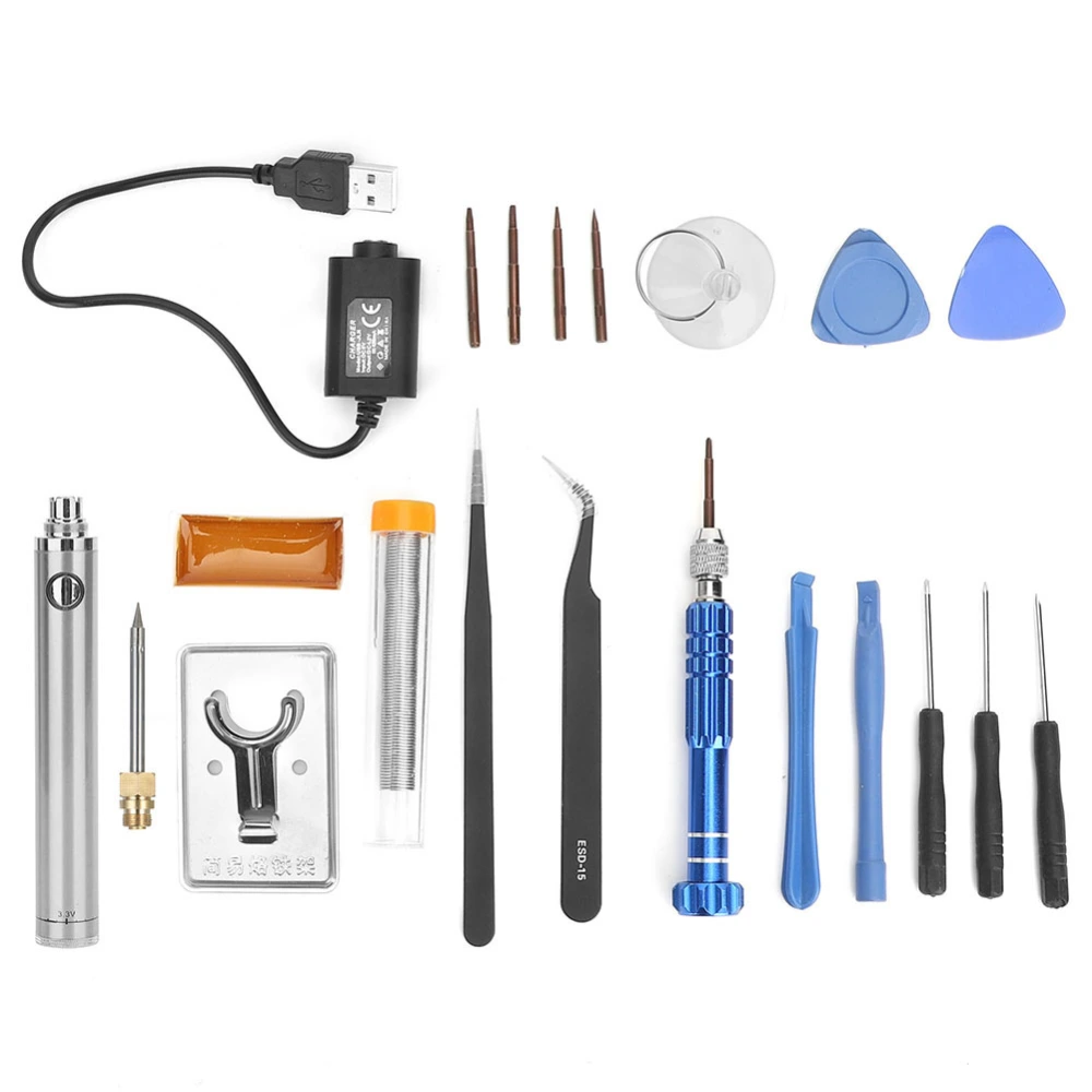 USB Charging Soldering Iron Set Portable Cordless Electric Solder Iron Pen Welding ToolSilver