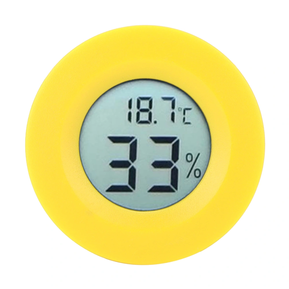 Mini Circular Embedded Digital LCD Thermometer Hygrometer Humidity Temperature Meter IndoorYellow