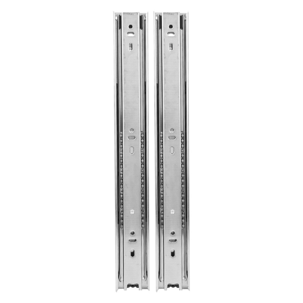 2Pcs 14in Drawer Slide Telescopic 3 Section Cold Rolled Steel for Mobile Cabinet White/BlackWhite