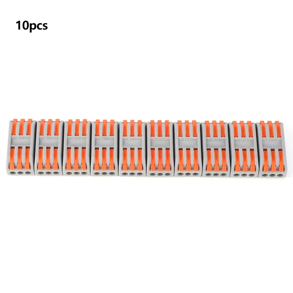 10pcs PCT3-3 Fast Wiring Connector 3-in 3-out Electrical Cable Docking TerminalSingle Color