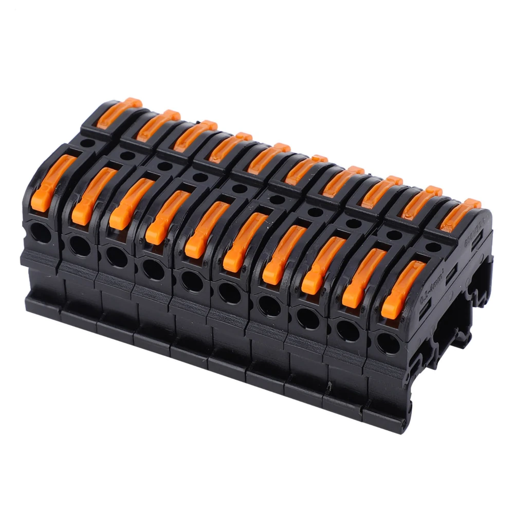 10pcs PCT-211 Rail Type Wire Connector 0.2-4mm Press Fast Wiring Terminal Block(Black )