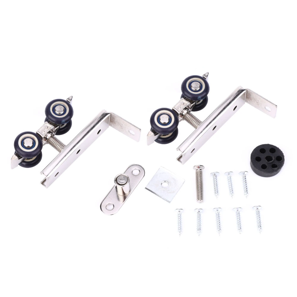 4Pcs Silent Hanging Wheel Stainless Steel Wood Sliding Door Roller Furniture Hardware Tool