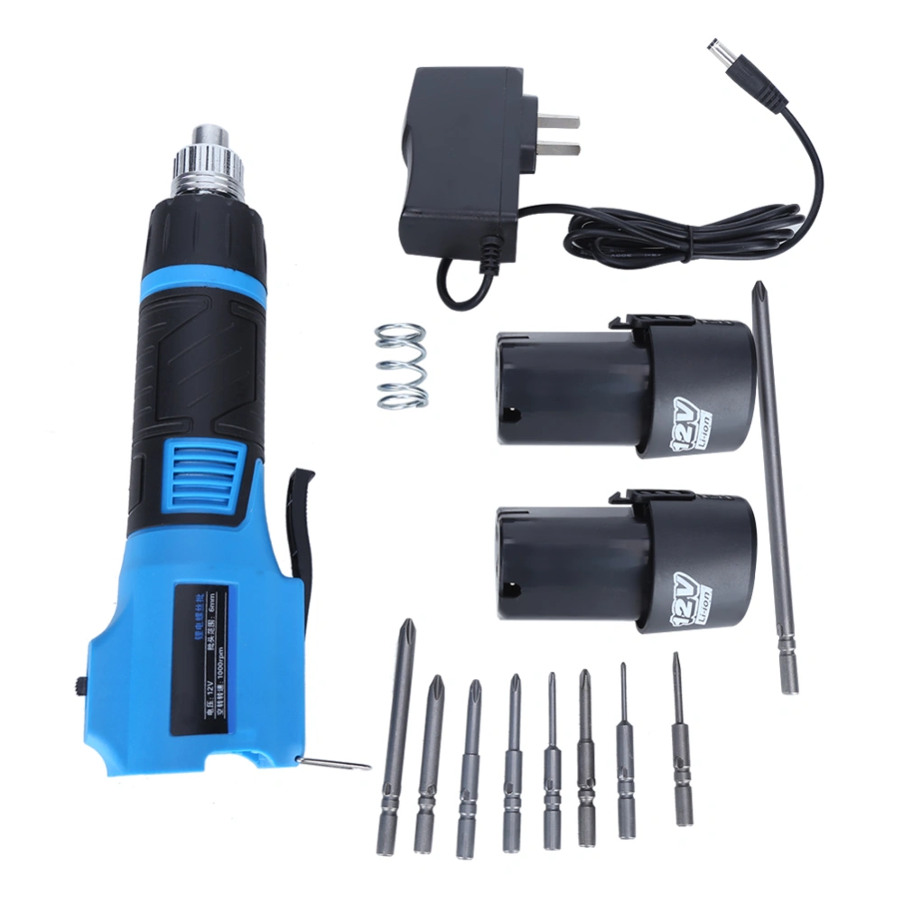 12V Li Ion Cordless Electric Screwdriver Bits Set for Household Furniture Assembly (2 x Battery )