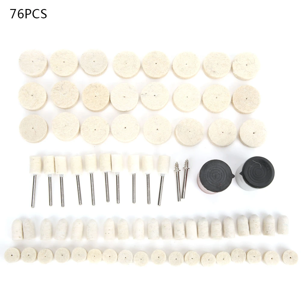 76PCS Wool Polishing Buffing Wheel Rotary Tool Accessory Set for Mini Drill Electric Grinder