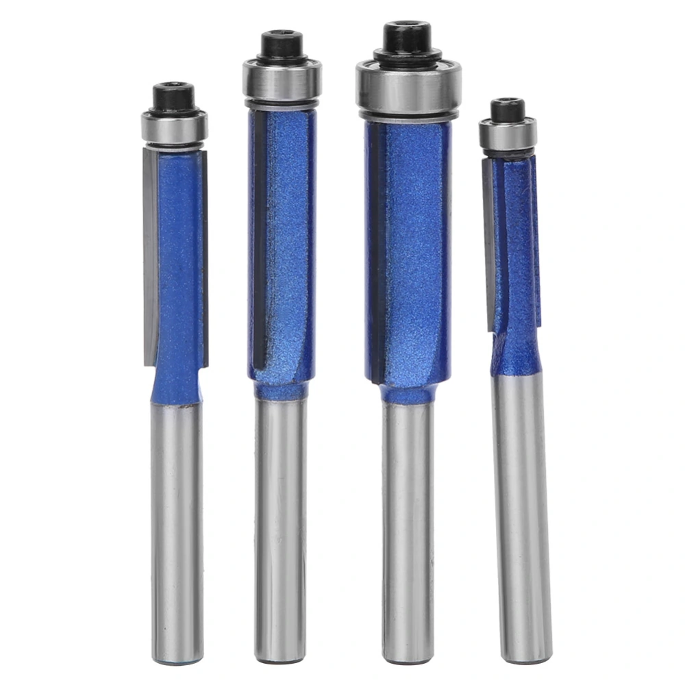 4pcs 1/4 Inch Shank Straight Flush Trim Router Bit Woodworking Milling Cutter Tools