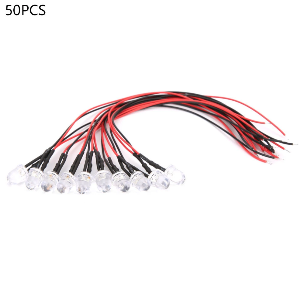 50PCS 12V 8mm Chromatic LED Lamp Beads with 20CM 26AWG Lead for Industrial SuppliesColorful Slow Flash