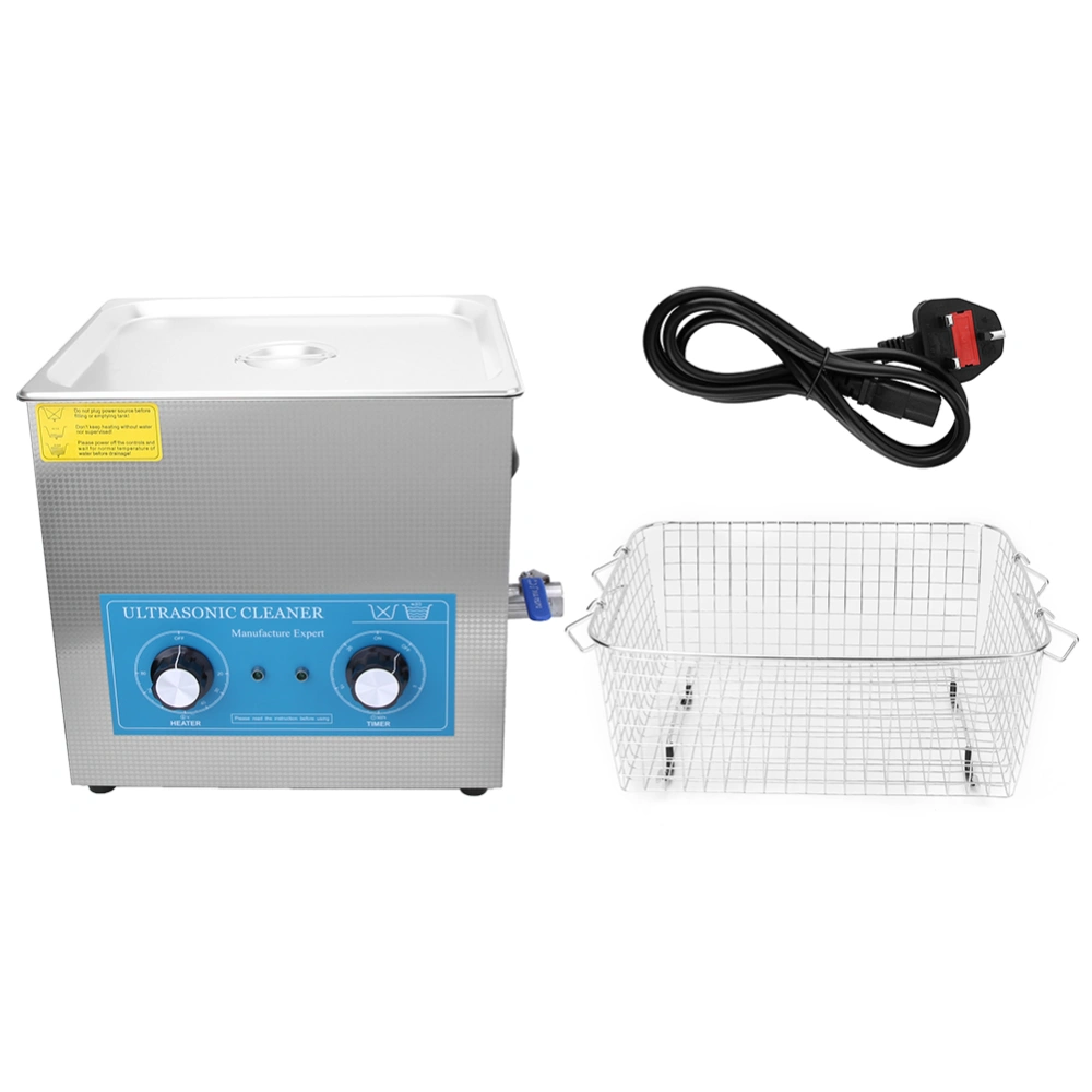 410HT 10L Ultrasonic Cleaner Mechanical Timing Heating Ultrasonic Cleaning MachineUK Plug 200-240V