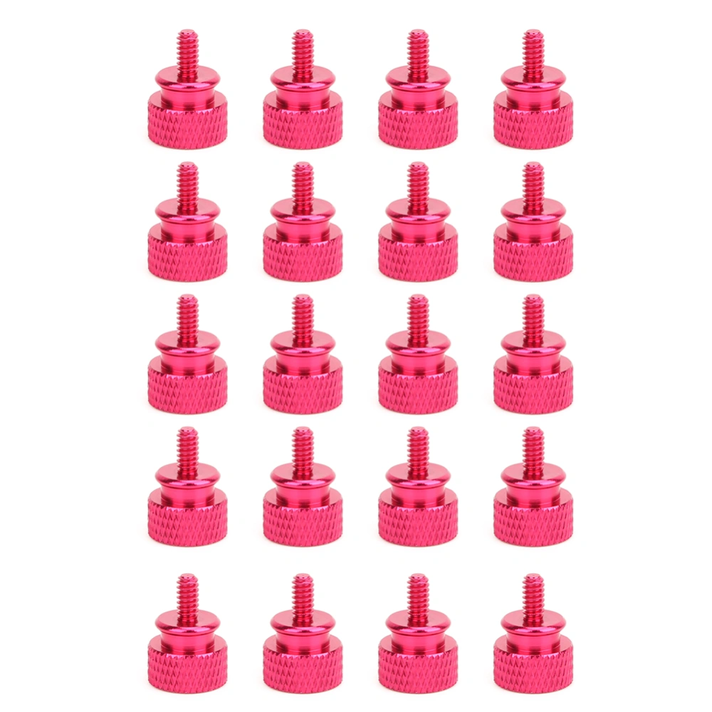 20PCs Set Hand Tighten Screws Aluminum Alloy Thumb Screws Anodic Oxidation Fasteners 6#-32 Teeth(Hot Pink )