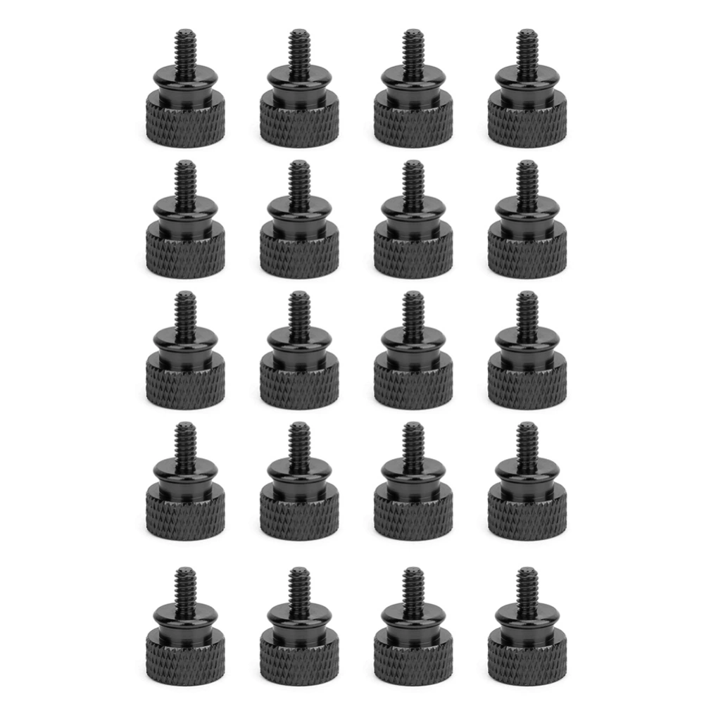 20PCs Set Hand Tighten Screws Aluminum Alloy Thumb Screws Anodic Oxidation Fasteners 6#-32 Teeth(Black )