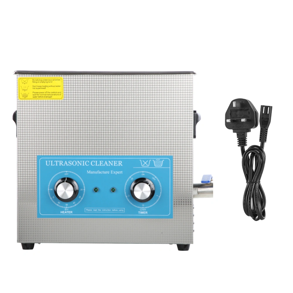 360HT Ultrasonic Cleaning Machine Mechanical Timing Heating Cleaner 6.5L 0~20minUK Plug 200~240V