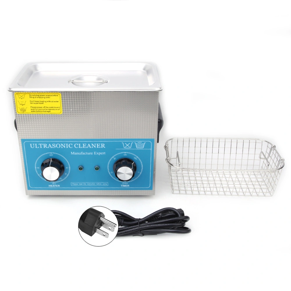 4.5L Stainless Steel Industrial Ultrasonic Cleaner with Heater Timer for Jewelry Glasses PartsUS 100-120V