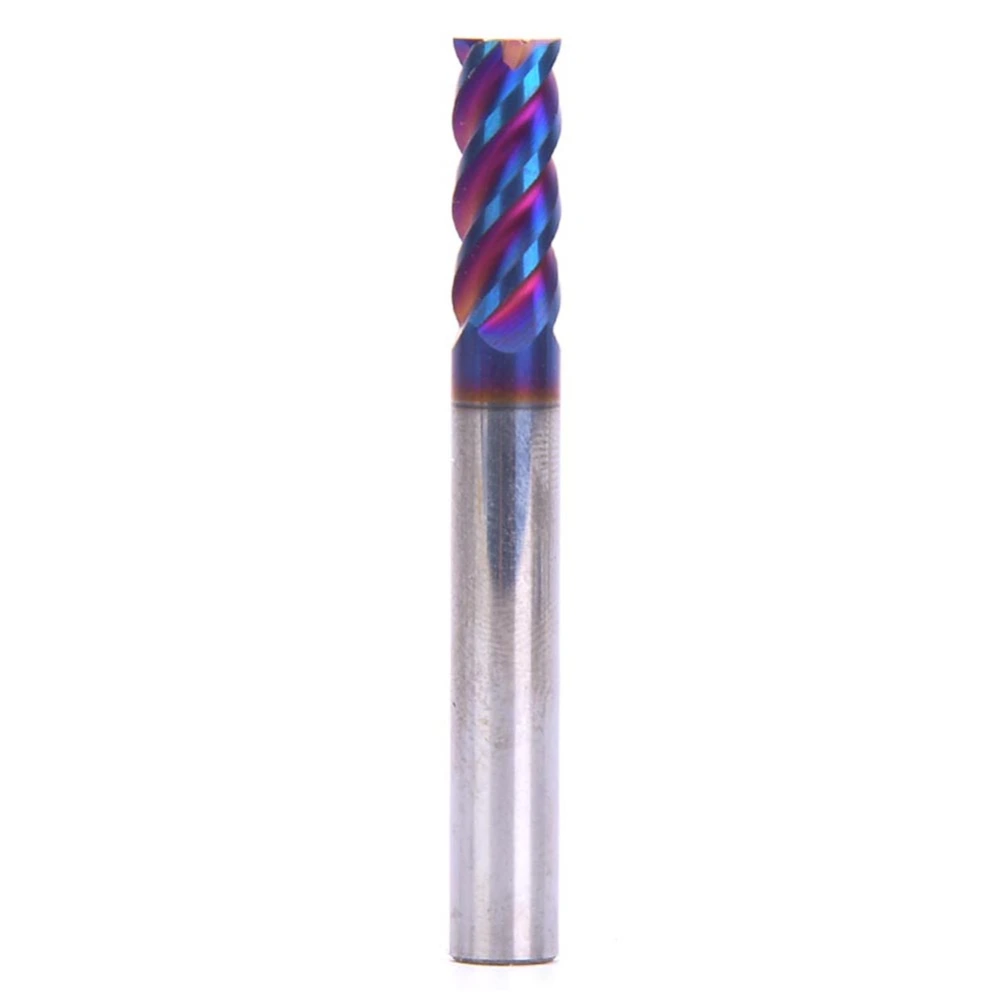 Milling Cutter Blue Nano Coated Tungsten Steel Flat Head Milling Cutter 4 Flute HRC65°5x15x6Dx50L