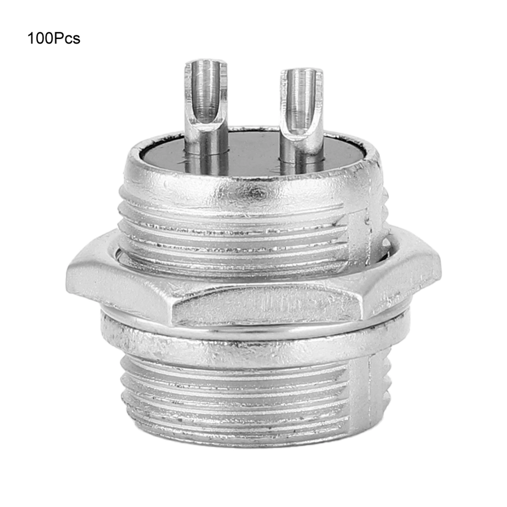 100Pcs BERM Aviation Plug Universal Stainless Steel Shell 2 Pins Male Connector Socket 16mm