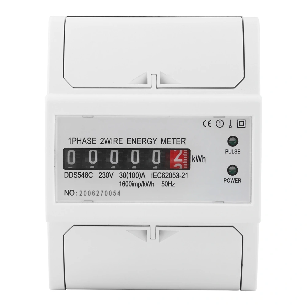 DDS548C Watt Hour Meter Single Phase 4P Power Energy Meter 35mm Din Rail Mount