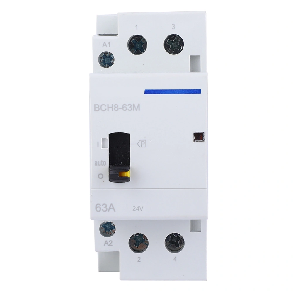 BCH8-63M 2P 63A 24V DIN Rail Household AC Contactor with Manual Control Switch1NO1NC