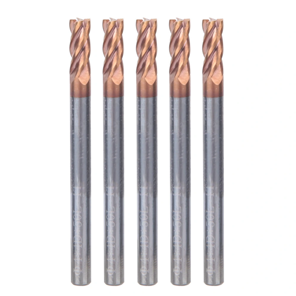 4mm 4 Flutes Nano Coating Spiral End Mill Tungsten Steel CNC Milling Cutter Bit (5pcs)