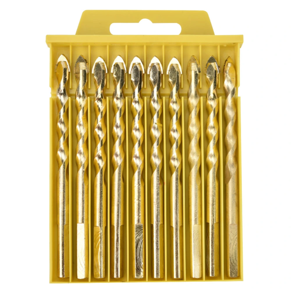 Triangular Twisted Drill Bits Carbide Slotted Drill Bit for Ceramic Tiles Glass (6mm 10pcs)