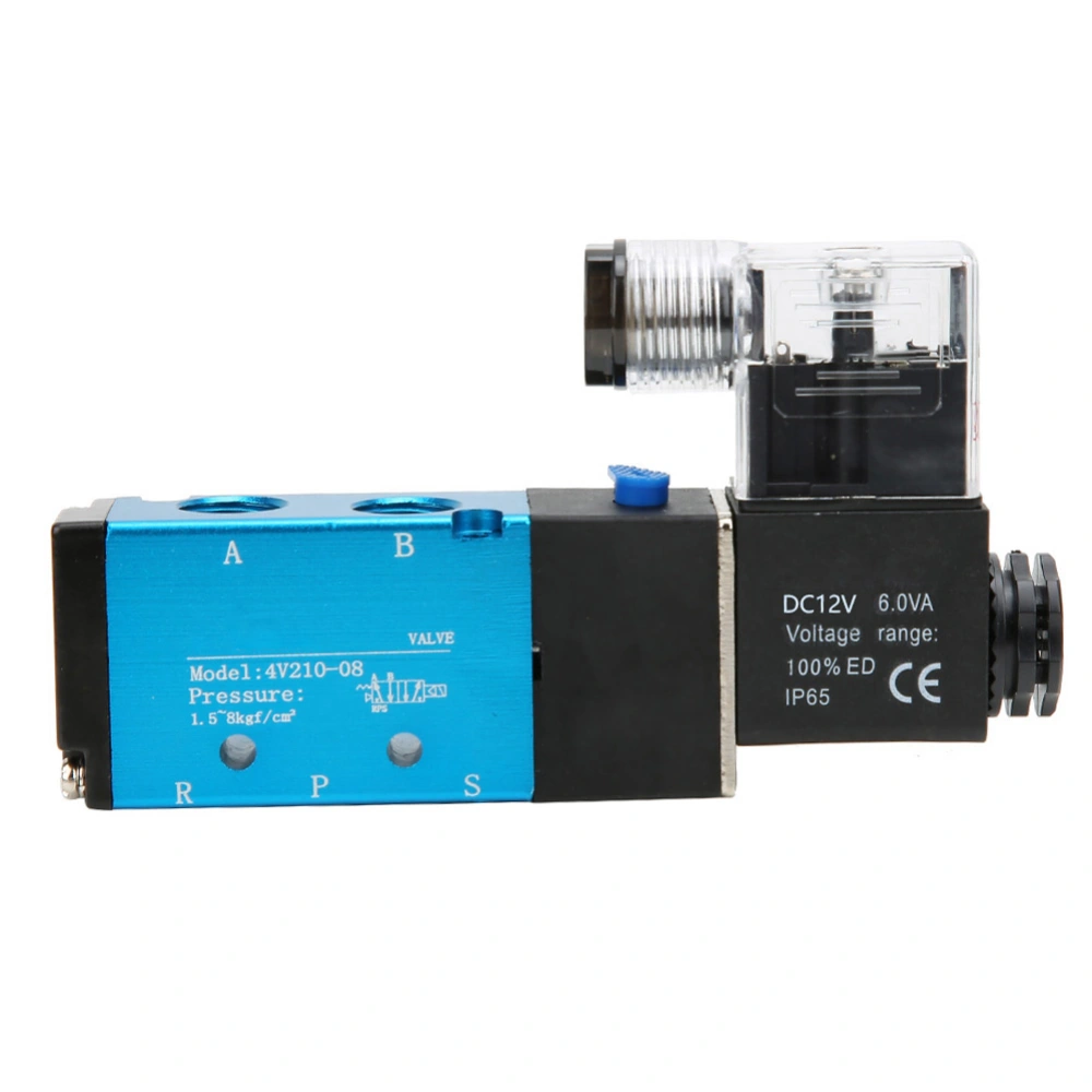 4V210-08 2 Position 5 Way Solenoid Valve PT1/4in Filtrated Air DC3W AC 6VA (DC12V)