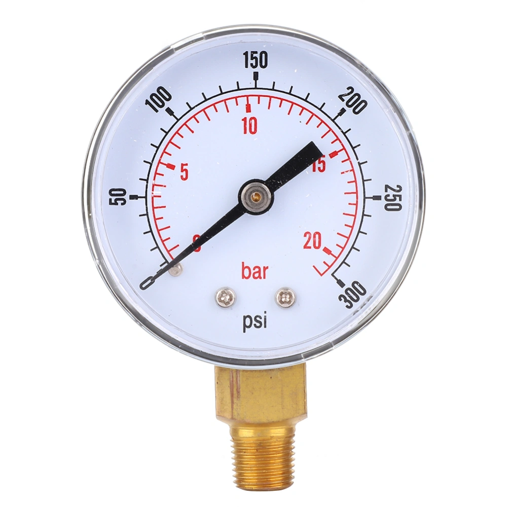 Pressure Gauge 50mm Dial 1/8 BSPT Bottom Connection for Air Water Oil Gas (0-300PSI 0-20Bar )