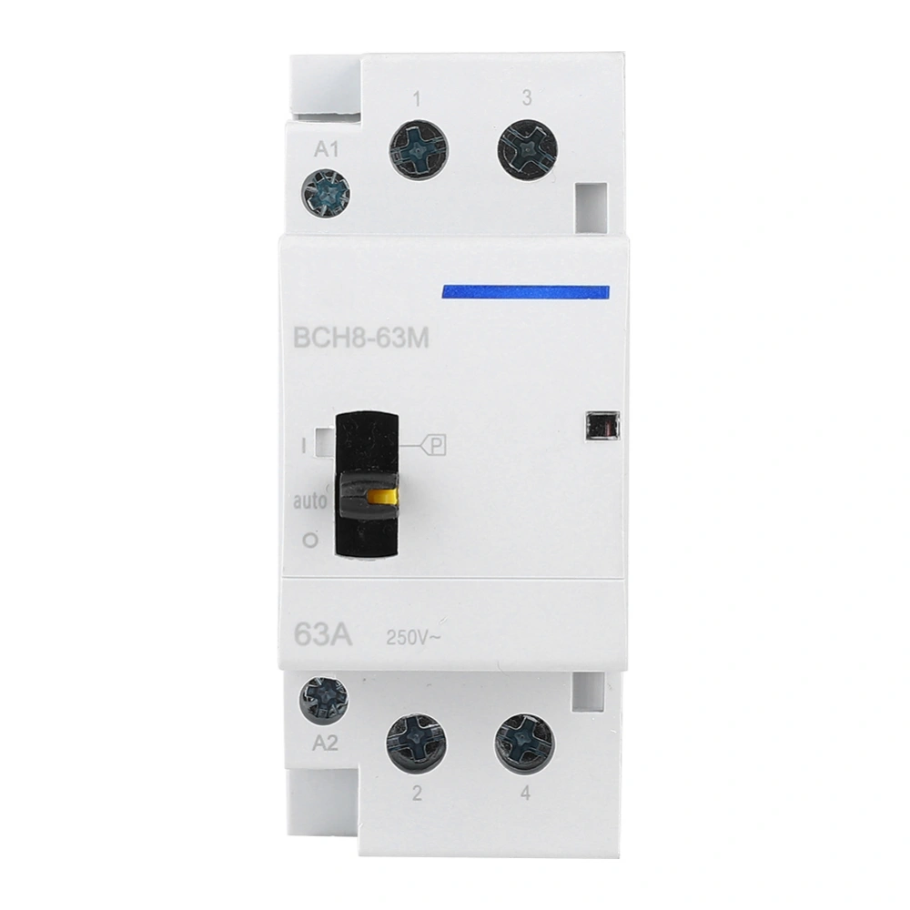 BCH8-63M 2P 63A Household AC Contactor DIN Rail Mount with Manual Control Switch (1NO+1NC)