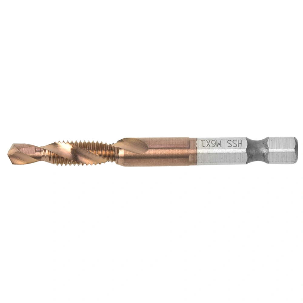 High Speed Steel 6.35mm Hex Shank Tap Drill Bit Compound Tap for Internal Chip Removal (M6)