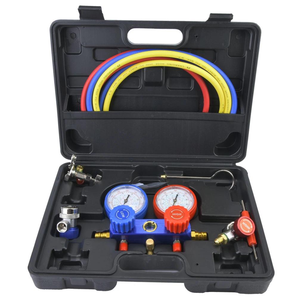 A/C Air Conditioning Refrigeration Diagnostic Tool Dual Manifold Gauges Valve Set R22 R134a