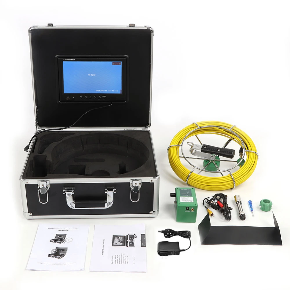 Pipe Inspection Video Camera 9" LCD 6LED 30M Cable Sewer Inspection System