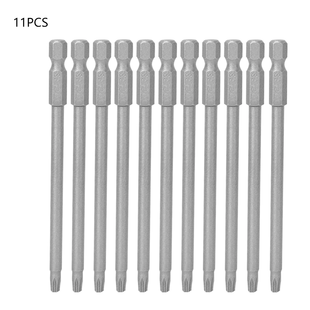 11Pcs 100mm Steel Star Type Hollow Batch Screwdriver Bit Set For Electric Screwdrivers