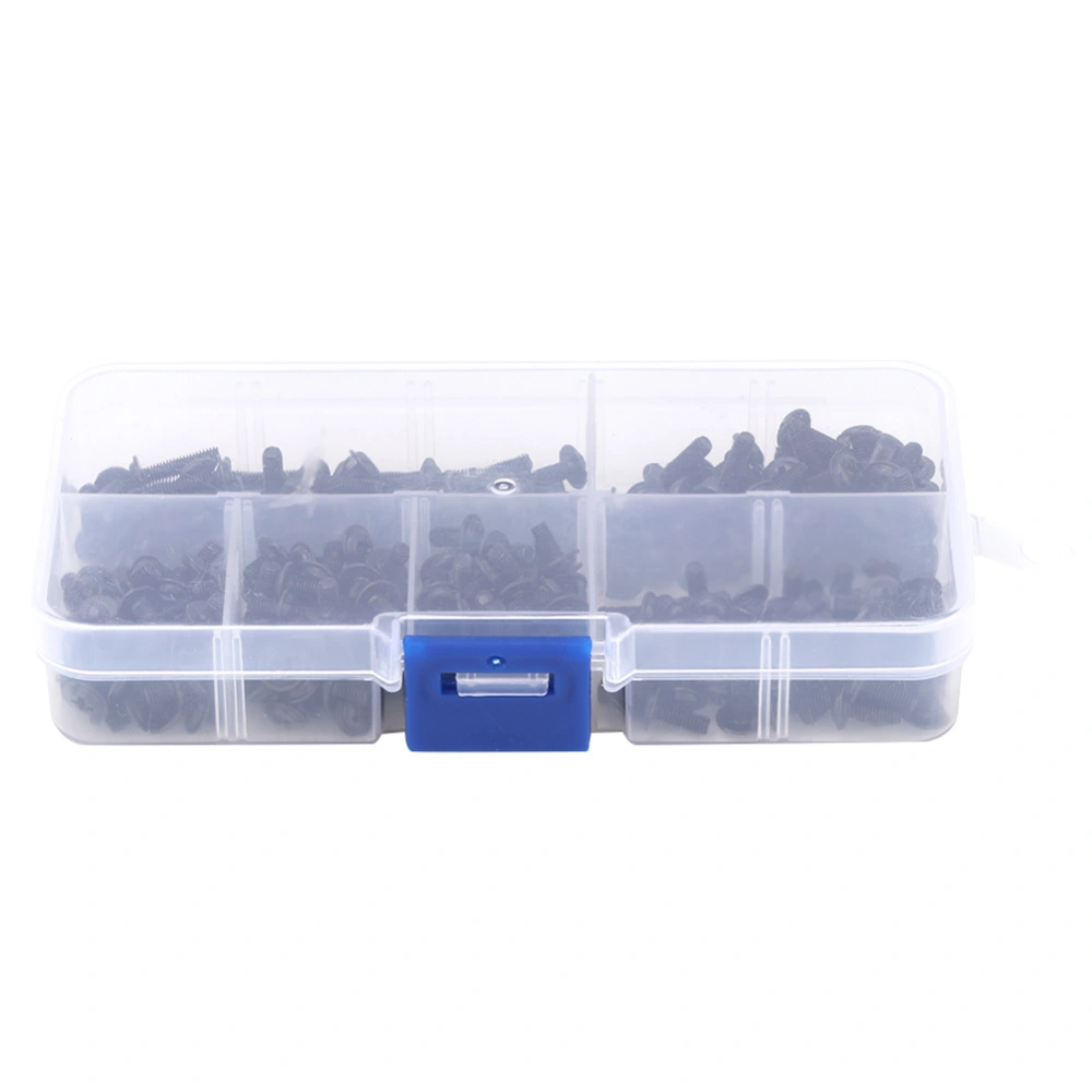 300pcs M3 Cross Round Head with Washer Carbon Steel Screw Bolt Assortment Set