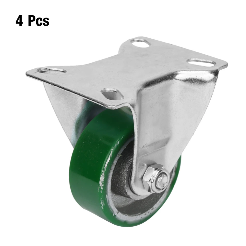 4pcs 3 Inch Heavy Duty Top Plate Hooded Caster Wheel Rigid Thermoplastic PU Rubber Castor