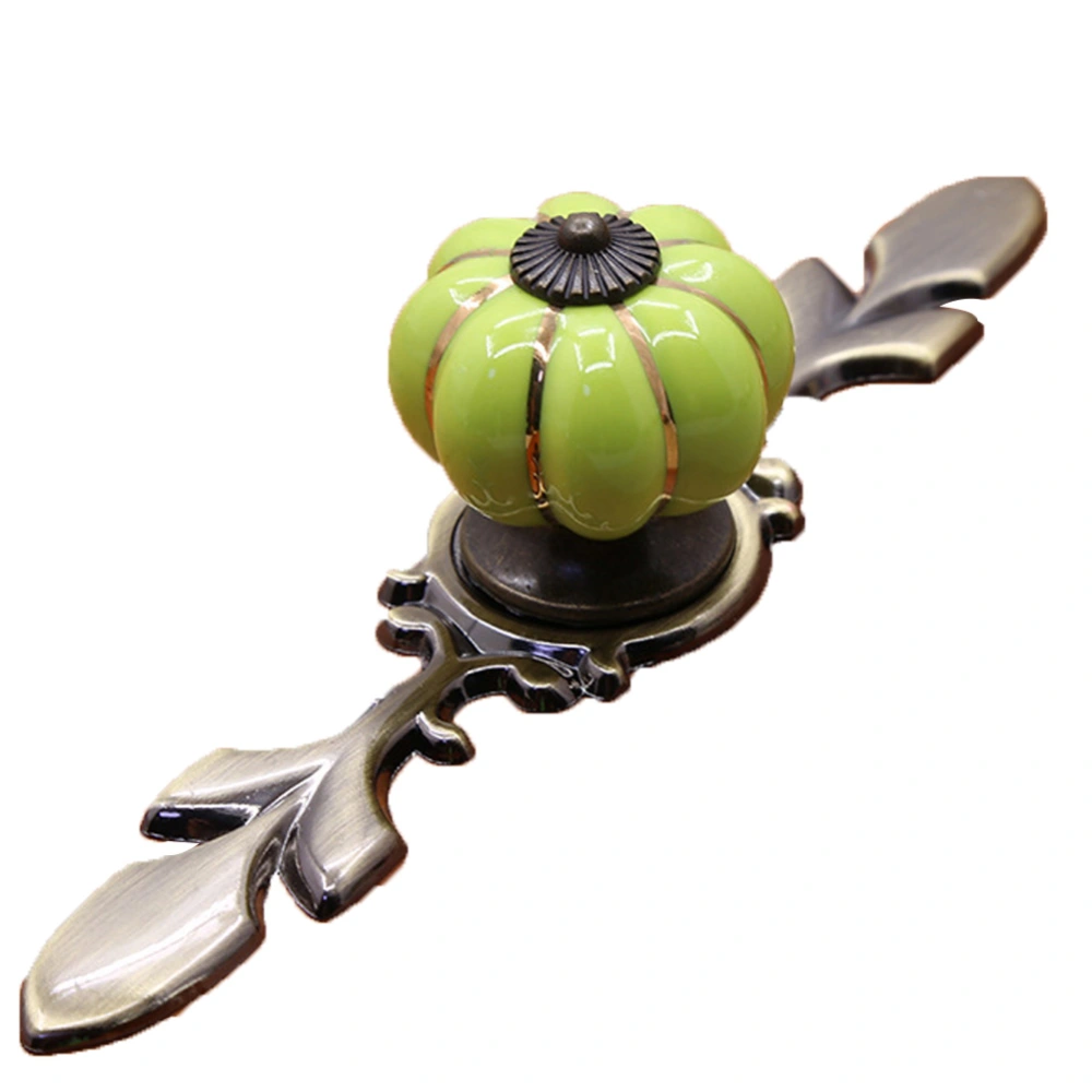 Pumpkin Shape Ceramic Cabinet Wardrobe Drawer Pull Handle Furniture Knob Fitting (Green)