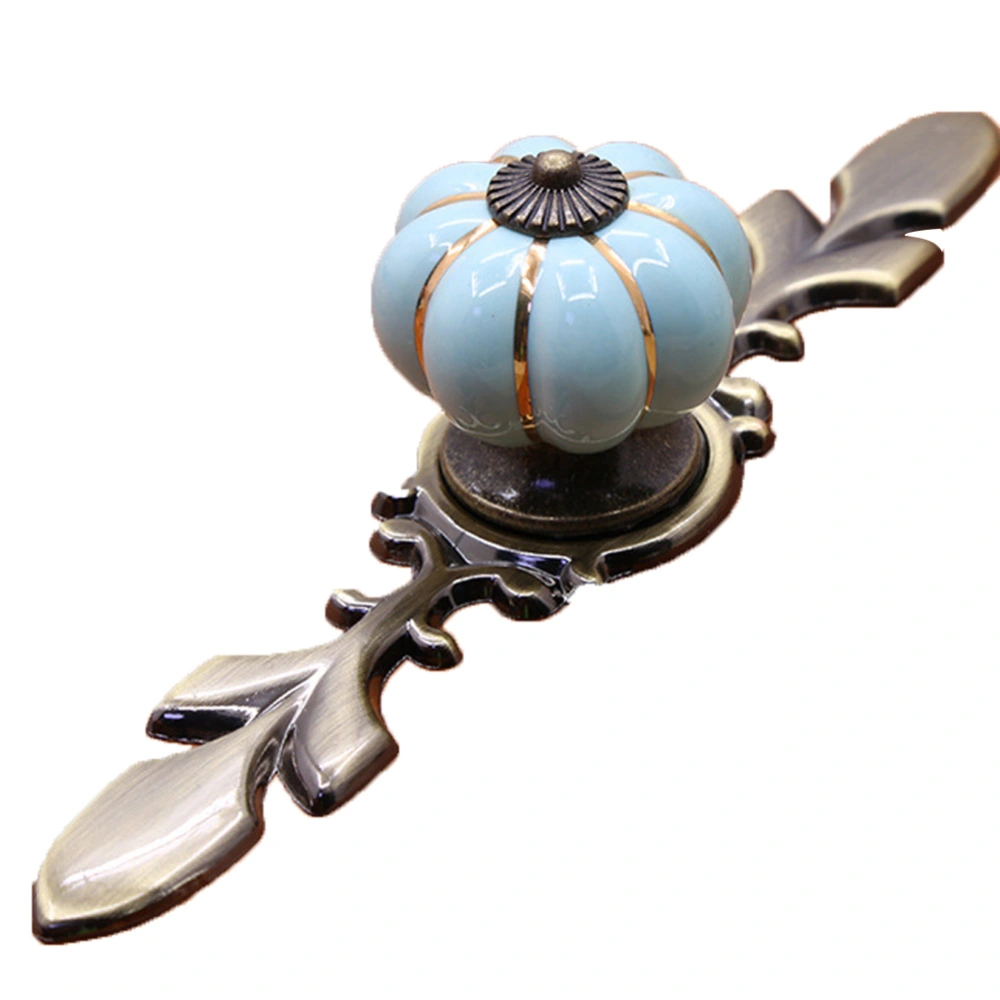 Pumpkin Shape Ceramic Cabinet Wardrobe Drawer Pull Handle Furniture Knob Fitting (Light Blue)