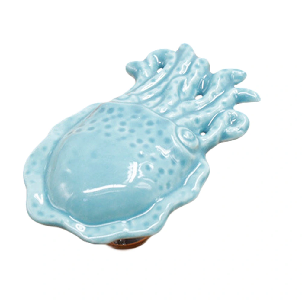 Octopus Shape Ceramic Door Knob Drawer Cupboard Wardrobe Furniture Pull Handle (Blue)