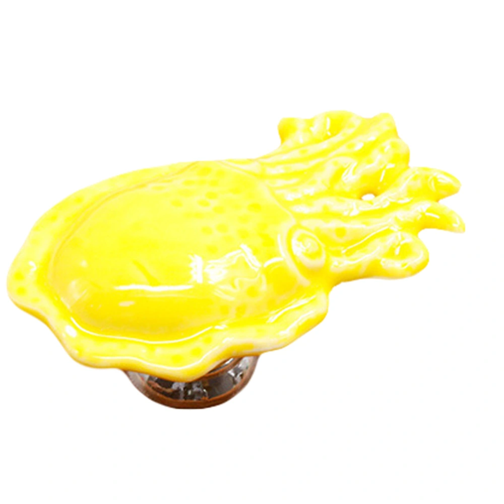 Octopus Shape Ceramic Door Knob Drawer Cupboard Wardrobe Furniture Pull Handle (Yellow)